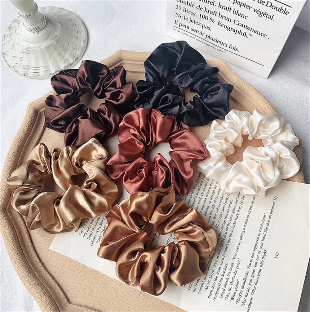 Women Hair Accessories Headband Hair Rope Satin Silk Hair Tie Elastic Scrunchies Ponytail Holder
