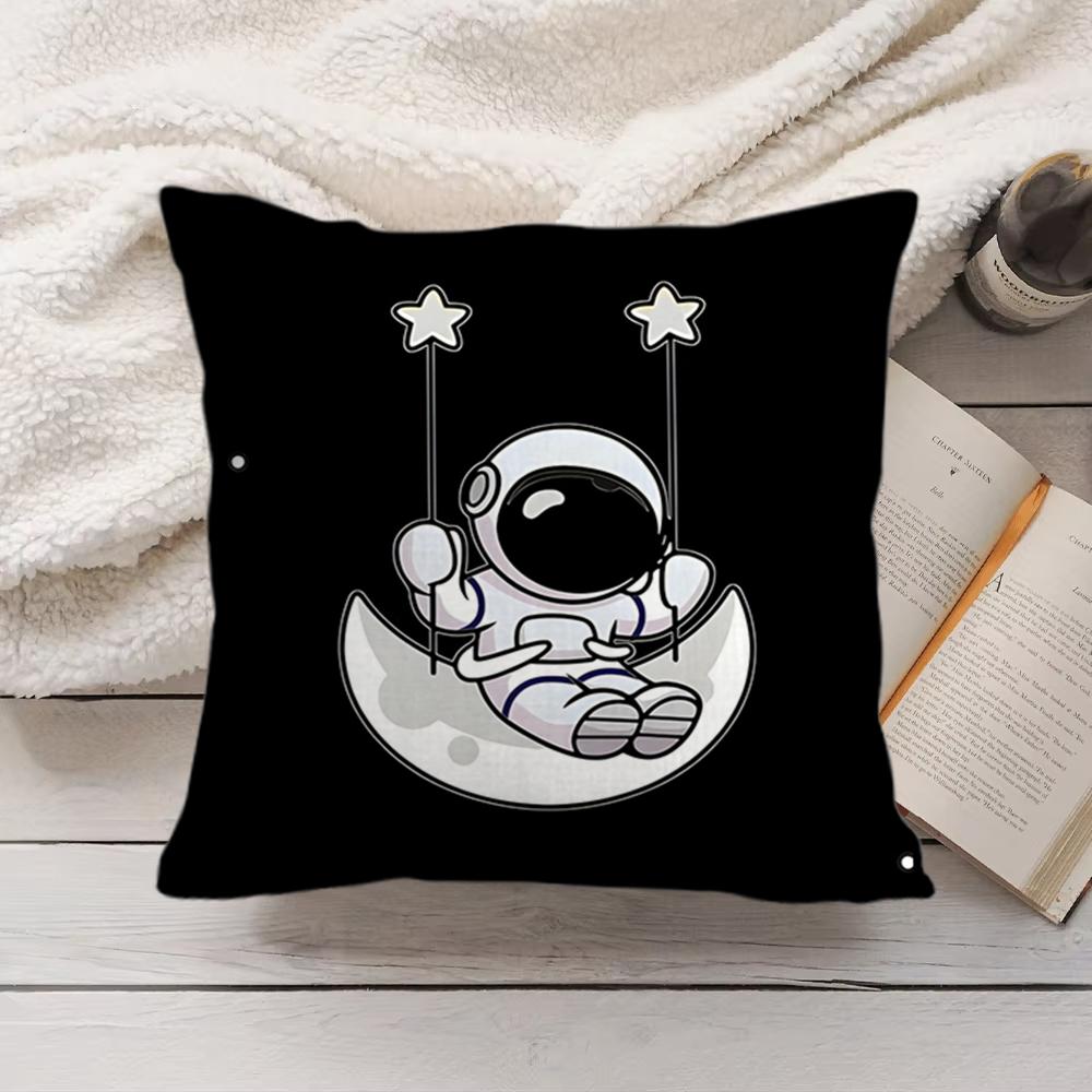Cute Cartoon Astronaut Cushion Cover Short Plush DoubleSided Printing Home Machine Washable in Warm Winter Pillow Cover