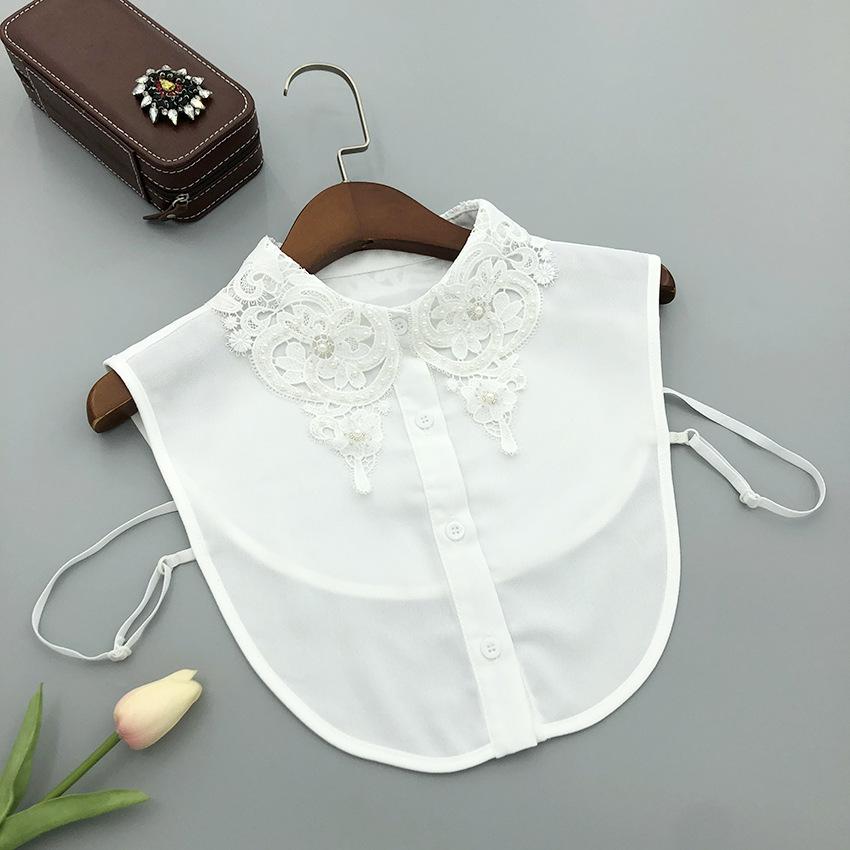 Women's Handmade Beads Fake Collar for Sweater Neckwear Decoration Ladies Half Shirt Detachable Fake Collar Decorative