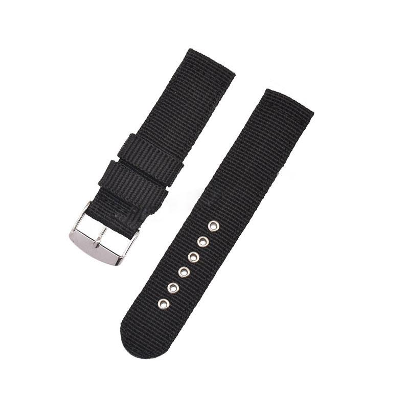 18/20/22mm With Steel Metal Needle Buckle Canvas Watch Strap Outdoor Sports Strap Nylon Watch Band