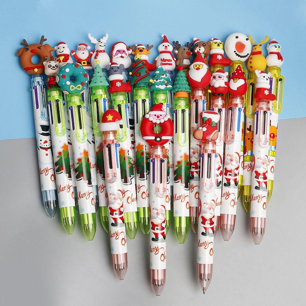Decor Deer Elementary School Xmas Tree Christmas Ballpoint Pen Santa Claus Stationery Six Color Pen