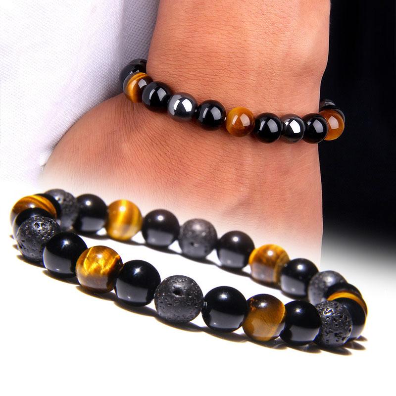 New Hematite Tiger Eye Pulsera Obsidian Bracelets Jewelry Soul Beads Natural Unisex
