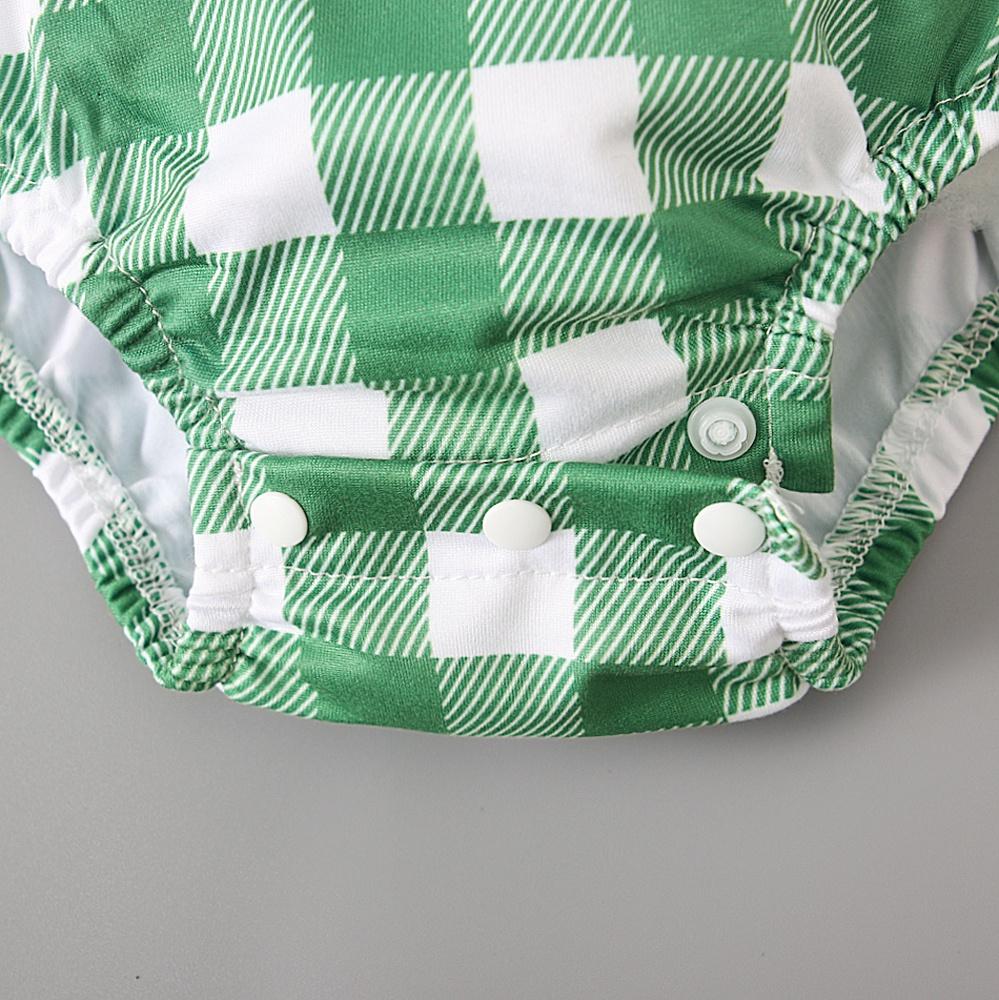 Зеленый клетчатый комбинезон с длинными рукавами для новорожденных мальчиков и девочек, комбинезон, одежда для детей 0-3 лет