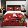 Three-Piece Quilt Cover Christmas Bedding Santa Pillowcase Quilt Cover