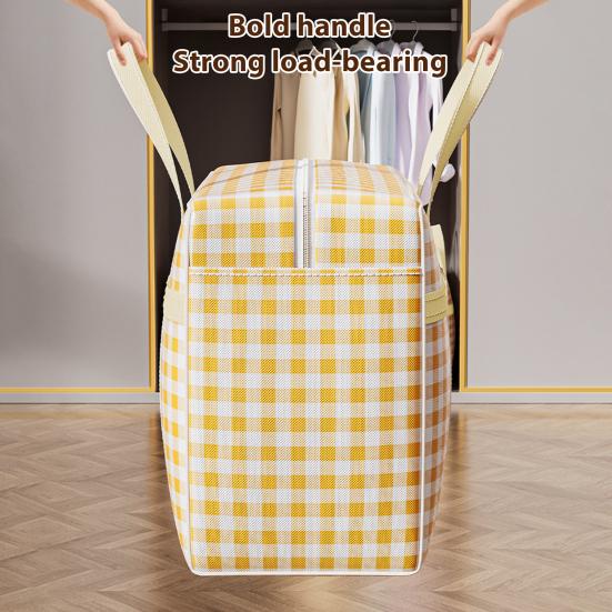 Сумка для хранения одеяла с прочной молнией, усиленными ручками, клетчатым принтом, большой вместимости