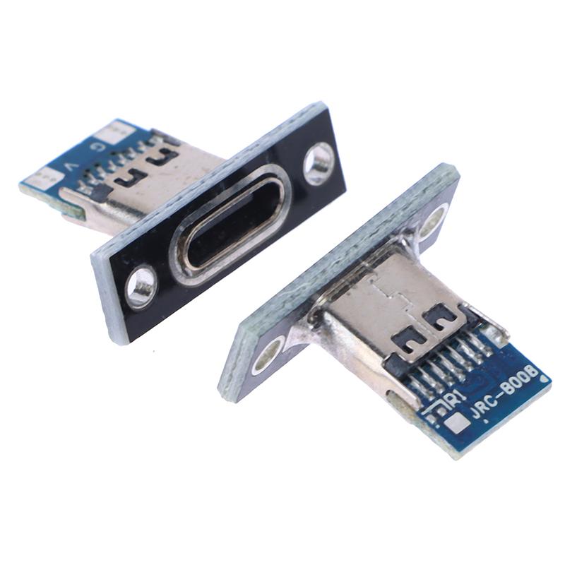 10pcs USB 3.1 Type C Socket With Screw Fixing Plate Type-C USB Jack 3.1 Type-C 2Pin 4Pin Female Connector Jack Charging Port
