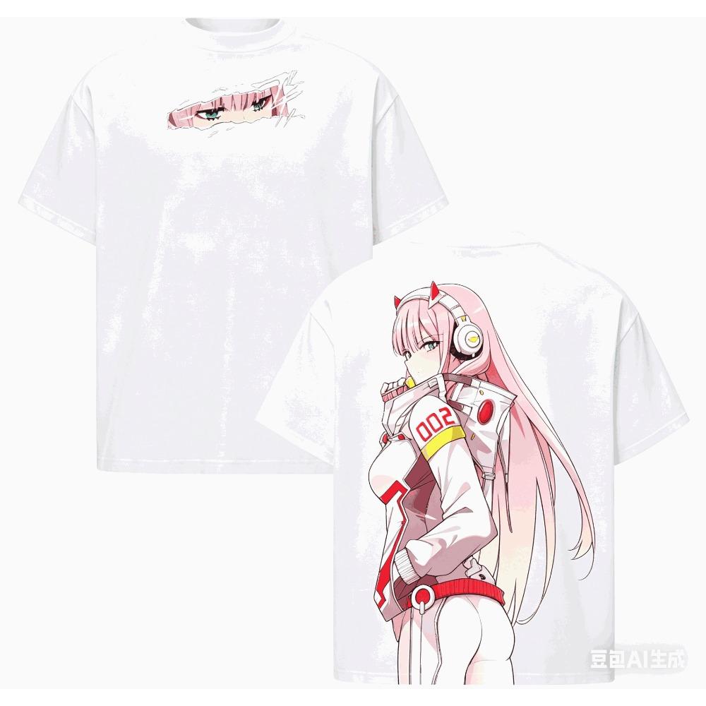 DARLING in the FRANXX Футболка личность Одежда Новая модель Аниме Футболка Круглогодичная одежда Большой размер Унисекс Уличная одежда Модная Для пар