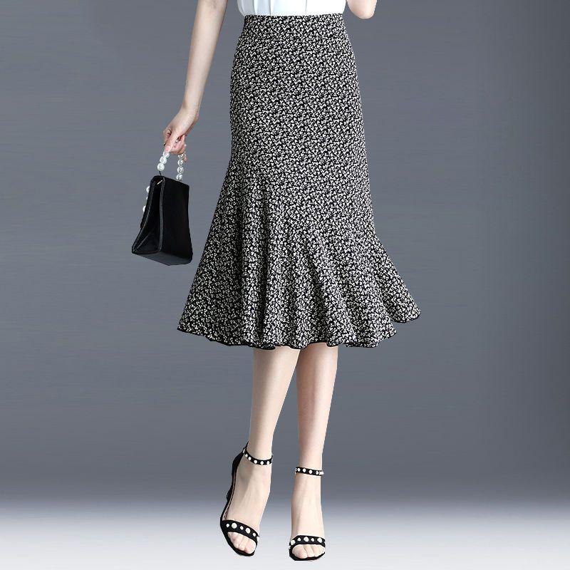 Элегантная юбка «рыбий хвост», женская тонкая летняя нижняя часть, тонкие шифоновые юбки для мам, эластичная длинная талия с высокой талией