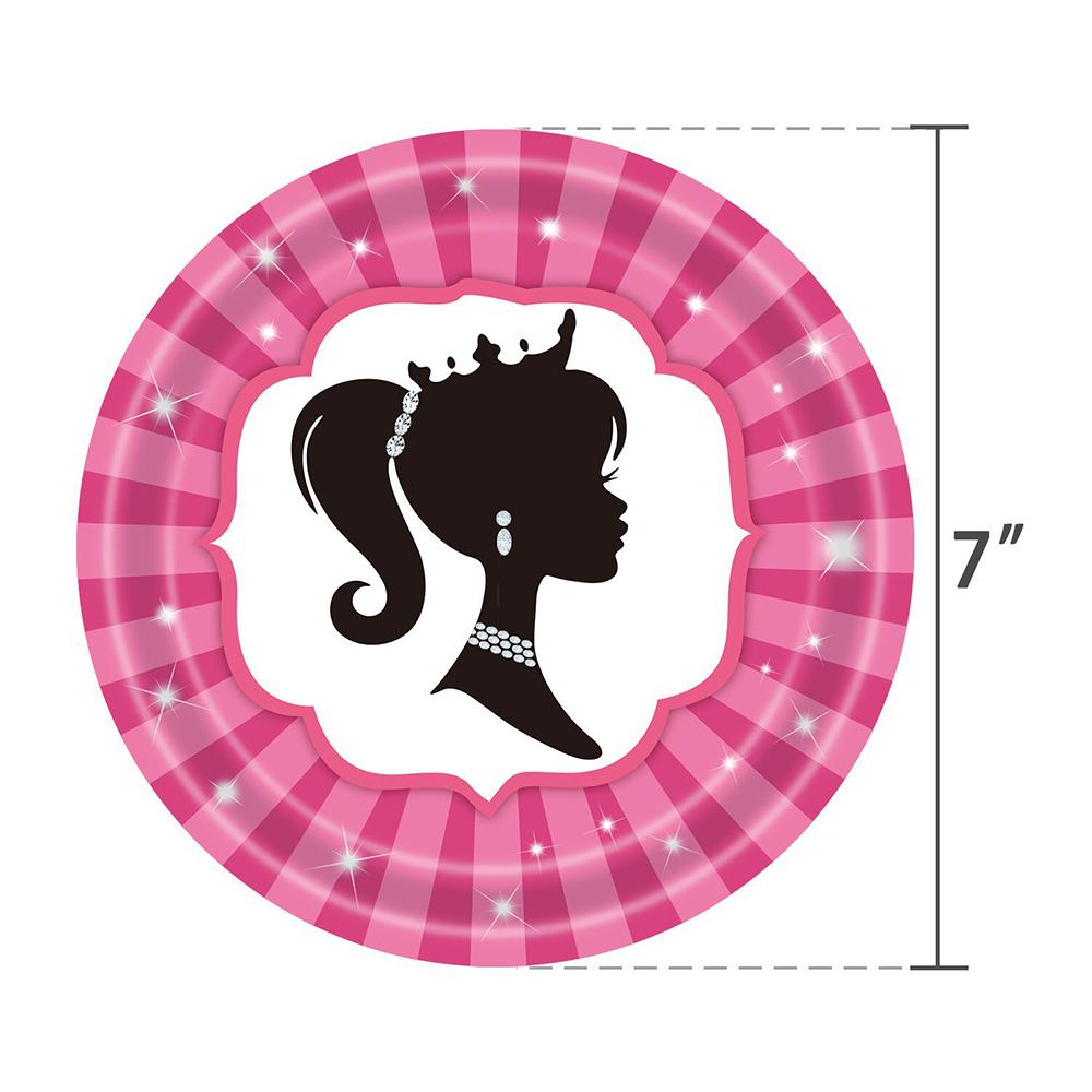 51 шт., принадлежности для вечеринки по случаю дня рождения Барби включают тарелки, салфетки, чашки, скатерть