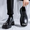 Модная мужская повседневная кожаная обувь Модные туфли дерби Квадратный носок Трендовая дизайнерская обувь для мужчин Кроссовки на шнуровке Толстая подошва Обувь на высокой подошве