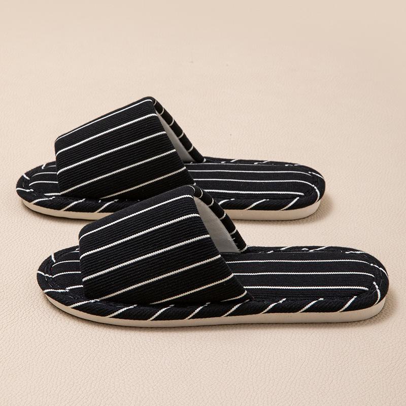 Stripe Platform Women Slippers Home Spring Summer Linen Flexible Shoes Girls Casual Indoor Slides Couple Soft Non-Slip Silent