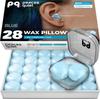 PQ Sleep Wax Earplugs 28 Silicone Wax Earplugs for Sleeping and Swimming with Noise Cancelling 32Db Sound Blocking Level Blue - Gel, (28 Pillows),