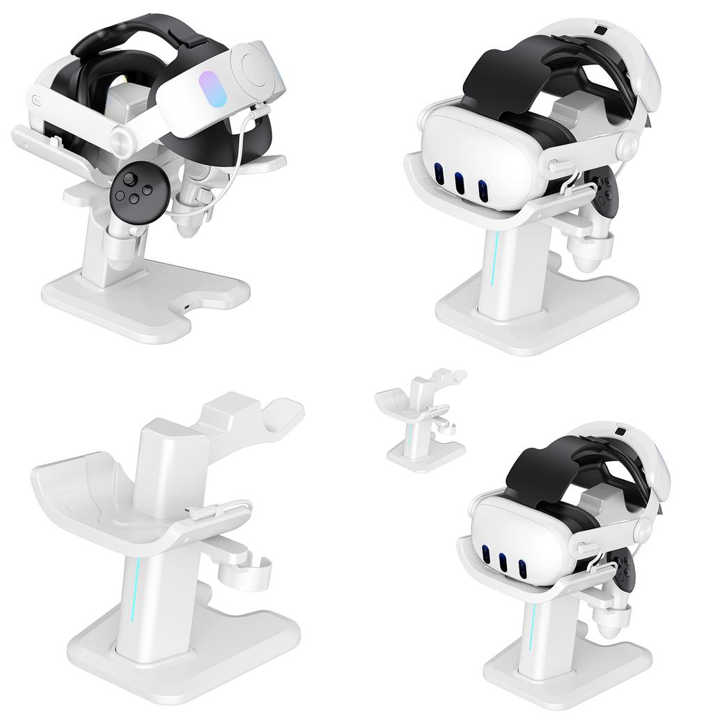 Подставка для VR Гарнитура Зарядная док-станция Светодиодная подставка для VR-дисплея Аксессуары для гарнитуры Quest 3 Контроллеры Зарядные стойки