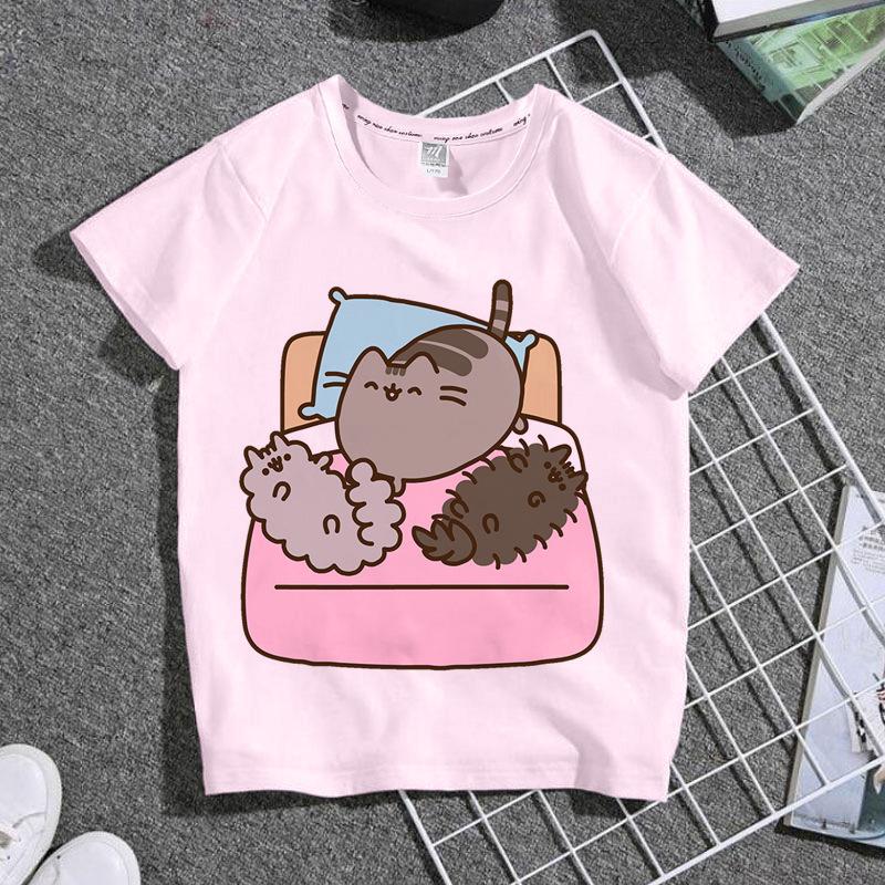 Pusheen Sweet on You Паттерн Сладкий Милый Футболка из Чистого Хлопка 2026 Лето Унисекс Одежда Подарок Девушке Стиль Y2k Уличная Одежда