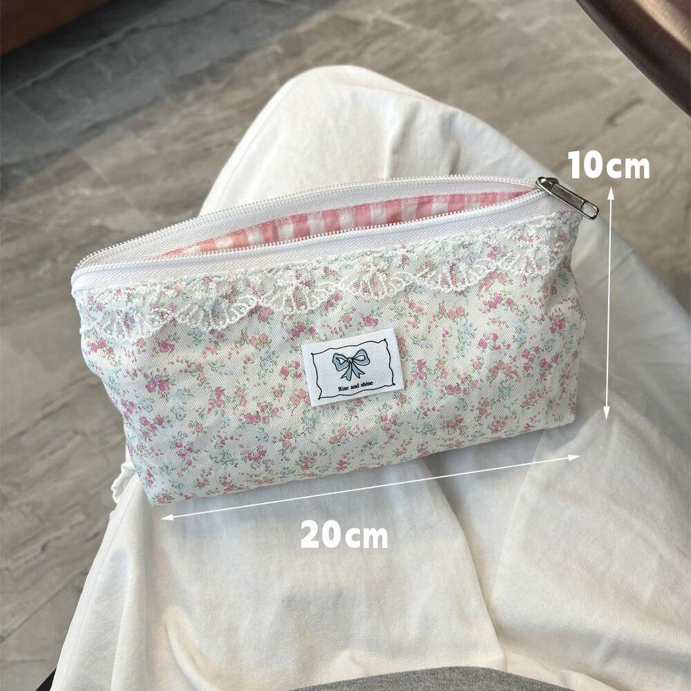 Lace Floral Design Pencil Case Large Capacity Stationery Organizer Fresh Pen Bag Gift