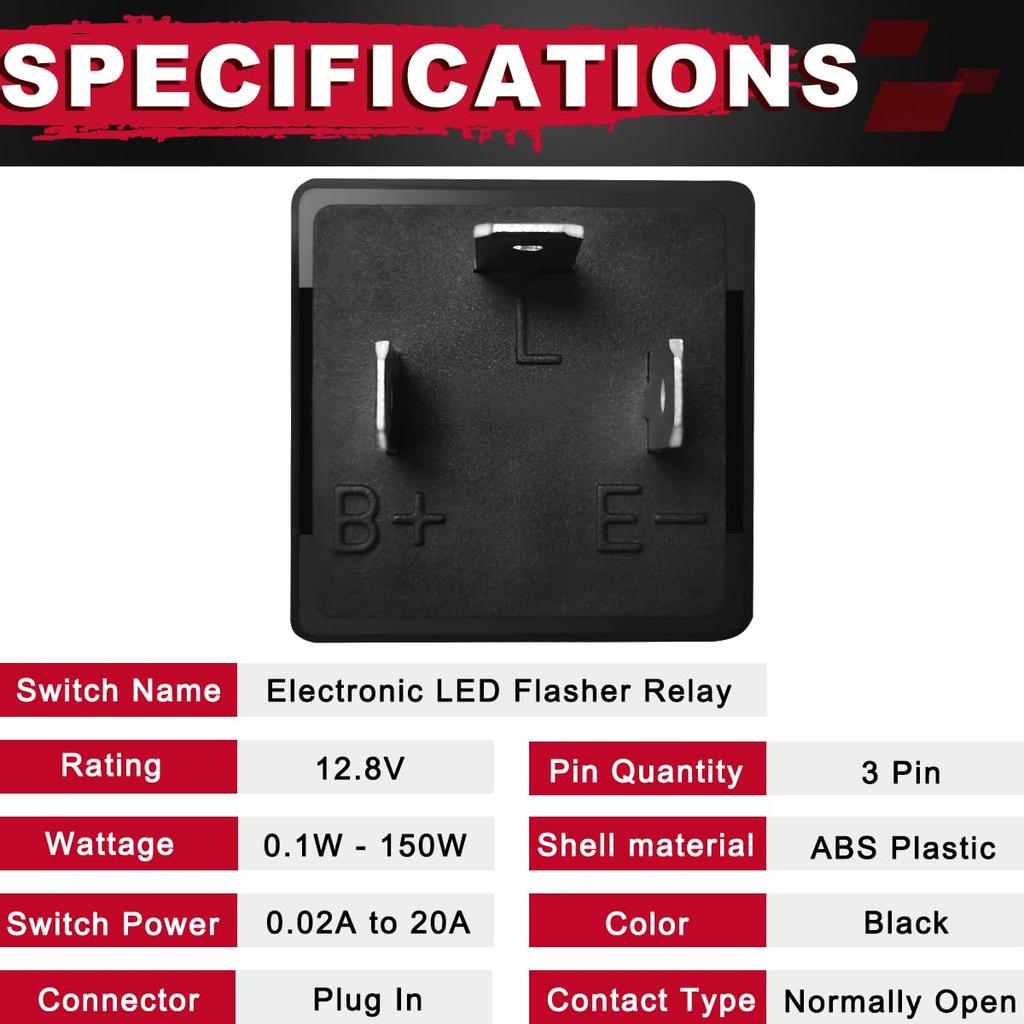 MKBKLLJY 2pcs Electronic LED Flasher Relay 3 Pin 12.8V 0.1W-150W c/m Motorcycle Turn Signal