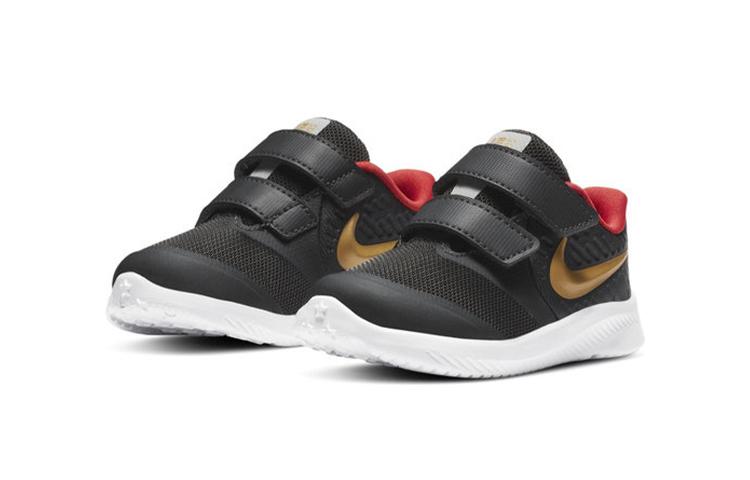 Nike Star Runner 2 Износостойкие Низкие Детские Кроссовки Черно-Золотисто-Красные Для Младенцев и Малышей AT1803-010