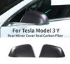 Rear View Mirror Cover For Tesla Model 3 Model Y 2024 Accessories Side Door Real Carbon Fiber Shell Auto Styling Protector Part