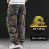 Men's American-Style Multi-Pocket Wide-Leg Loose Workwear Jeans, Large Size