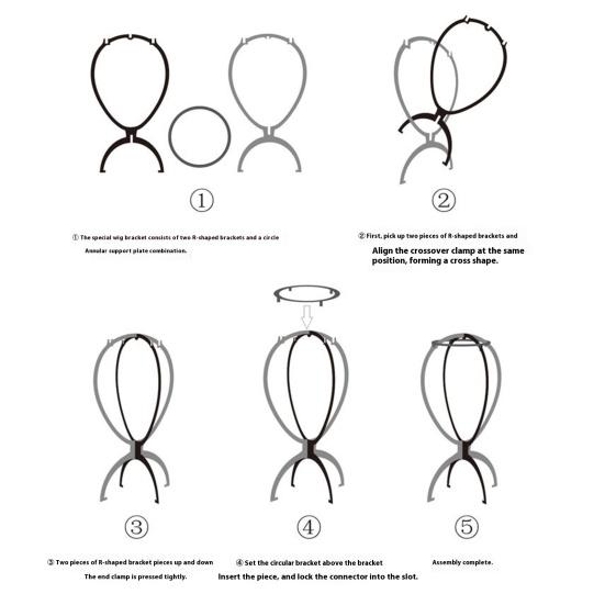 Collapsible Plastic Wig Stand Easy Assembly Portable Travel Folding Wig Head Multi-purpose Hat Display Rack Wig Styling Dryer Holder Wig Accessories