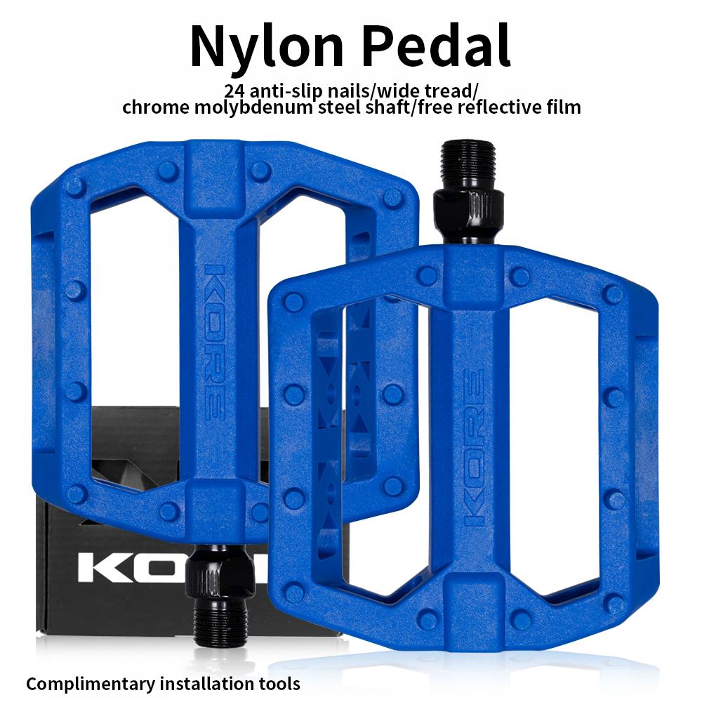 Bicycle Pedals Ultralight Non-slip Nylon Waterproof Footrest Road BMX MTB Road Flat Platform Bike For 14mm Road Bicycle MTB Part