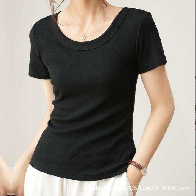 2024 Women's U-Neck Cotton Short-Sleeve Loose Slim Fit T-Shirt