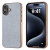 Чехол для iPhone 16 со стразами, текстура PU+TPU, чехол для телефона с гальваническим покрытием - серый