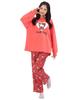 SAZAC Hello Kitty Bear Hello Kitty Long Sleeve Knit Quilted Top and Bottom Set with Loungewear for Fall and Winter Women's Pajamas, Pants,