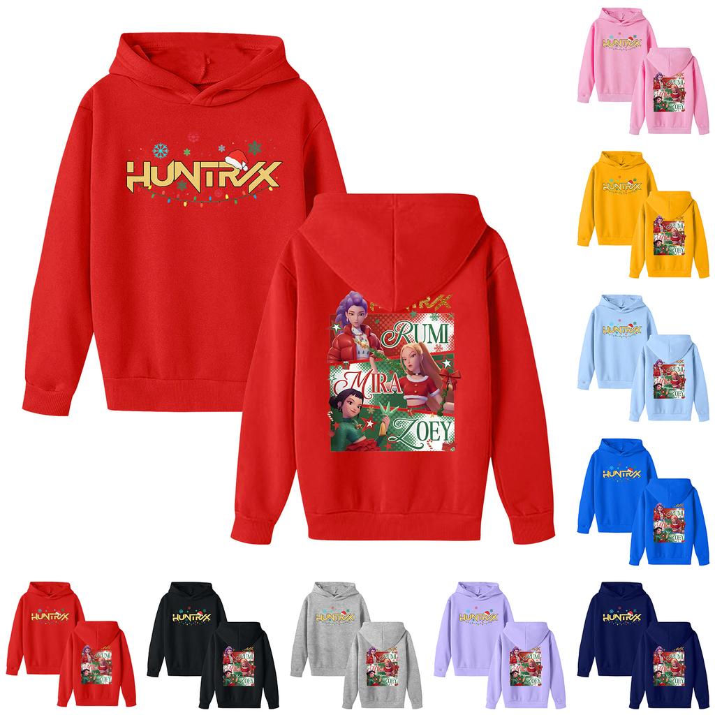 Kids' Long Sleeve Loose Pullover Letter Print Drawstring Hooded Sweatshirt