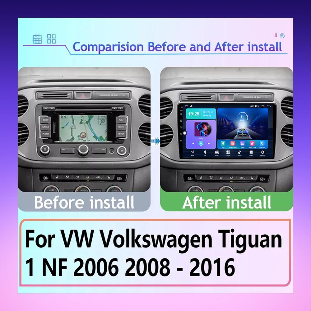 2 DIN Android автомобильное радио для Volkswagen Tiguan 1 NF 2006 -2016 мультимедийный проигрыватель головное устройство стерео GPS навигация WIFI 1+16 ГБ