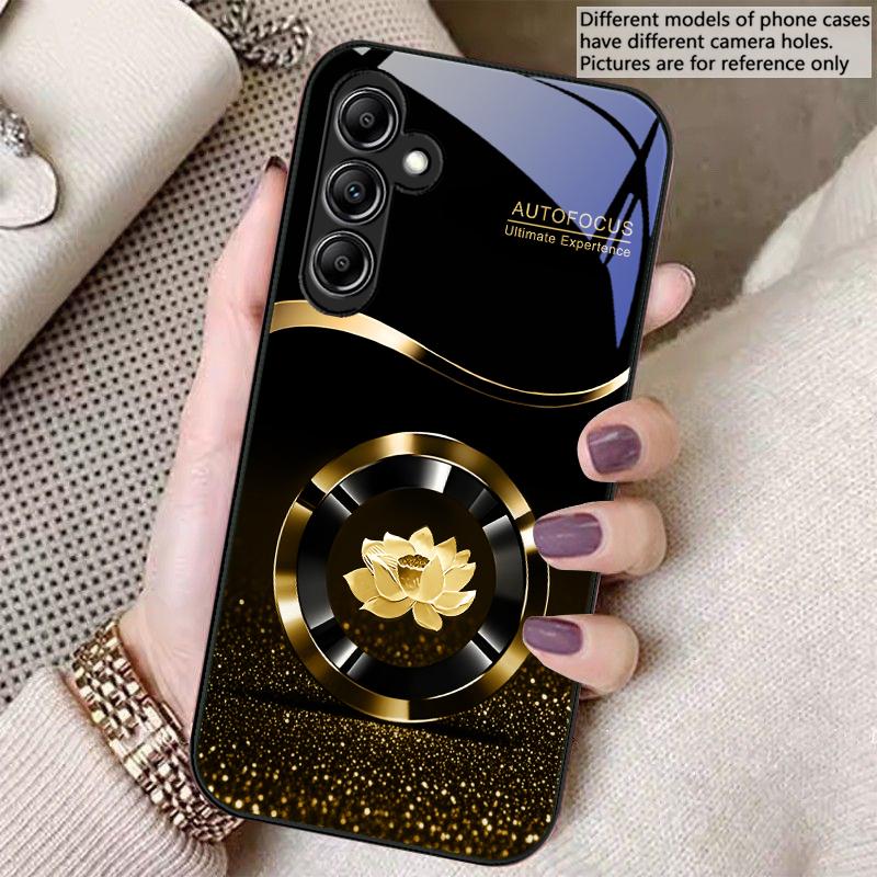 Круглый Лотос Золотая Точка Для Samsung A 20 30 22 23 24 25 26 31 32 33 34 35 42 50 51 52 53 54 55 56 70 71 72 73 стеклянный чехол для телефона