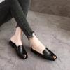 Leather Yellow Sandals and Slippers Women Summer Open-toed Flat Fish Mouth Fashion All-match Thick Heel Half Slippers