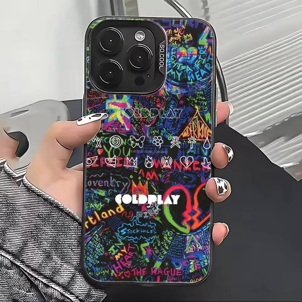 Band C-Coldplay cool Phone Case For iPhone 17,16,15,14,13,12,11 Plus,Pro Max,XS,Colored Silver Plated Inside Cover