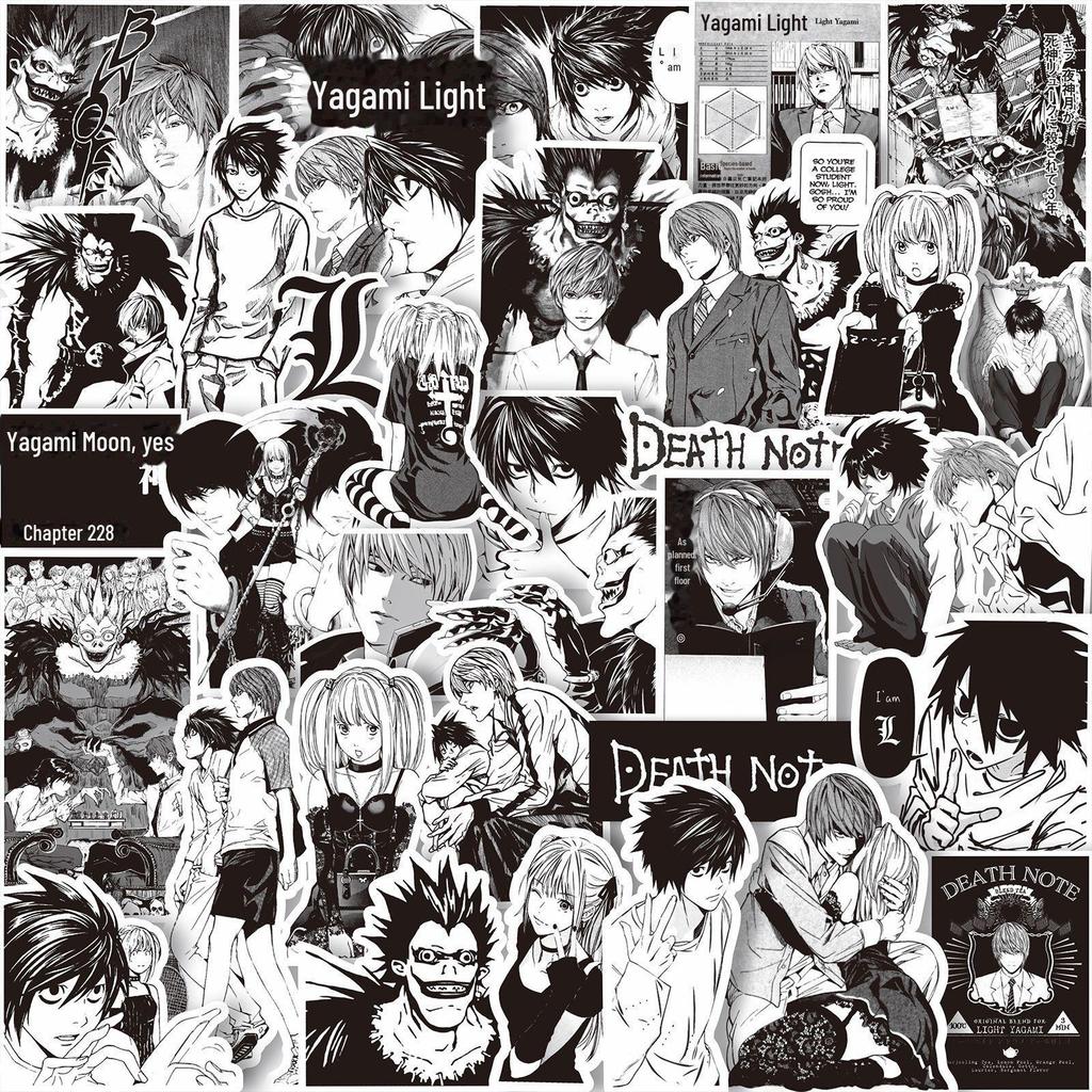 1000 черно-белых аниме-наклеек: Demon Slayer, One Piece и многое другое для украшения блокнота