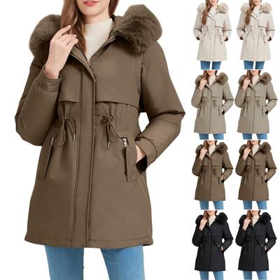 Женская однотонная куртка с капюшоном, хлопковая куртка