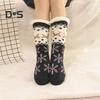 1 Pair Winter Floor Socks Thickened Fuzzy Plush Warmth Retention Christmas Elk Snowflake Print Leg Warmer Silicone Bottom Fall Winter Floor Socks
