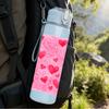 1PC Pink Red Heart Love Pattern Print 750ml Color Plastic Sports Water Bottle Leakproof Flip Straw Lid Suitable for Sports Office Home Use