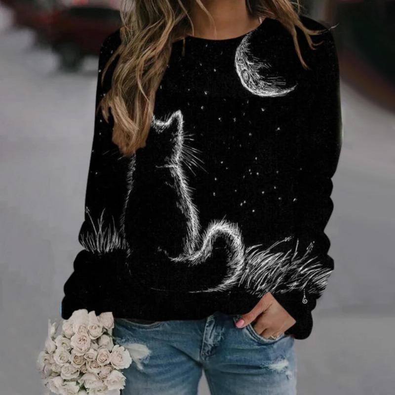 3D Милый Кот Принт Длинные Рукава Рубашки Весна И Осень Смешные Зимние Топы Стиль Кавайи Уличная Одежда Толстовки Свитшоты Для Женщин