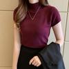 Casual Women Clothing Knitted T-Shirt Women Tops Solid High Stretch Slim Women Blouses Silm Summer Tee Shirt
