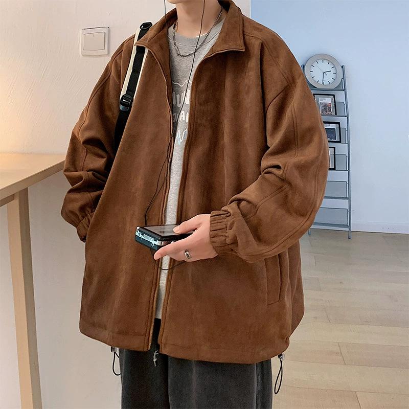Suede Vintage Jacket for Men Spring and Autumn American Fashion Couple Coat Overalls Casual Boys On Clothes