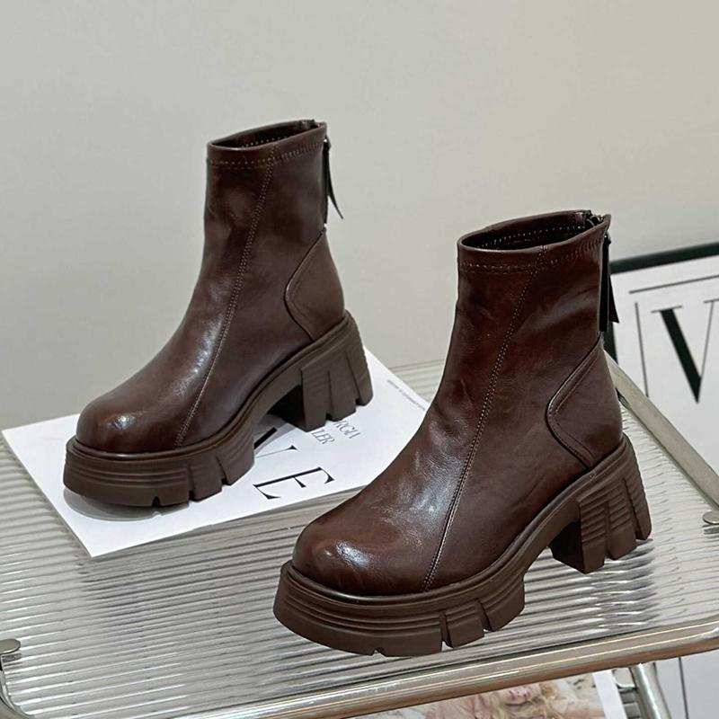 Женские зимние ботинки на платформе, массивные кожаные ботинки, женские, тренд 2025 года, готический бренд, зимние ботинки челси, мотоциклетные ботинки Botas Mujer