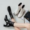 Ankle Boots Soft Patent Leather Women Boots Thick Highs Ladies Shoes Autumn Winter Zipper Woman Boots