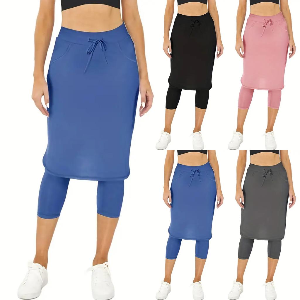 Women's Tennis Golf Skirts Workout Skirted Leggings Yoga Pants With Skirts Skorts Pockets