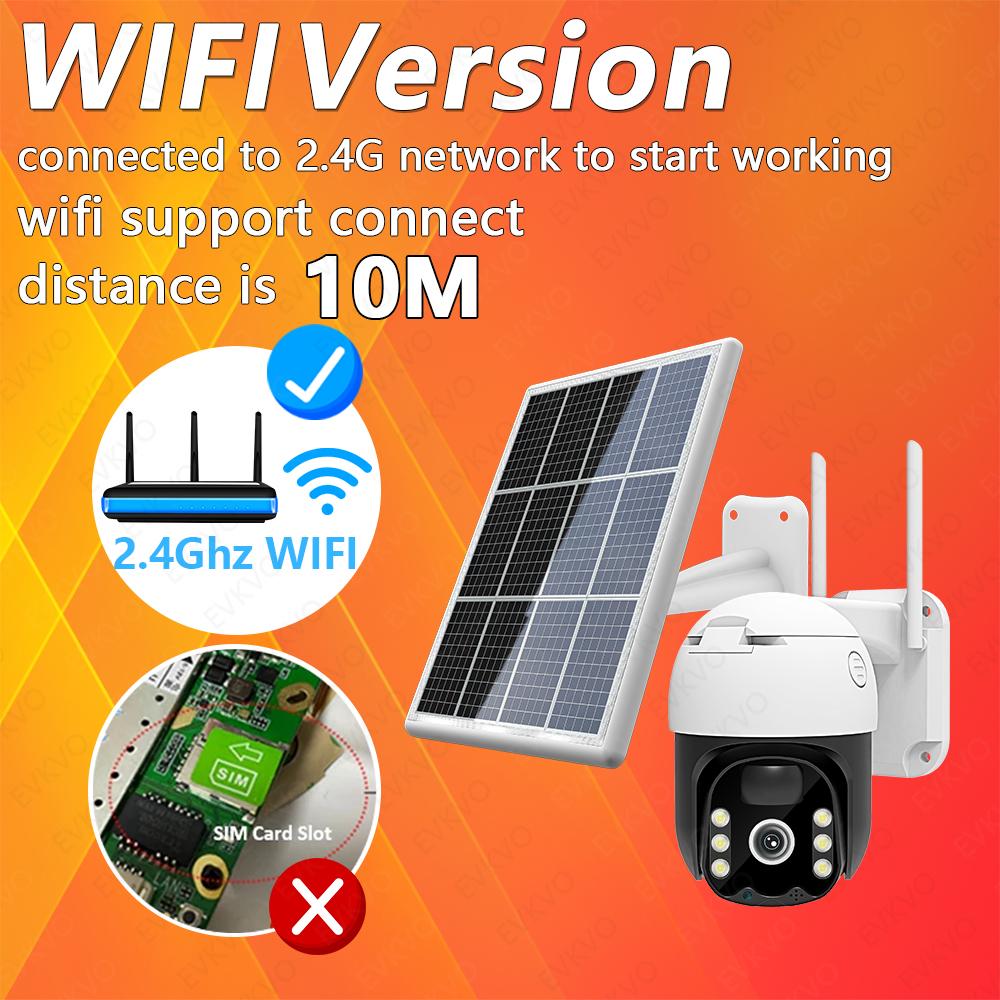 EVKVO 8x ZOOM Солнечная IP-камера Wi-Fi Уличная PTZ Камера с аккумулятором Тревога Обнаружение движения PIR 3м кабель