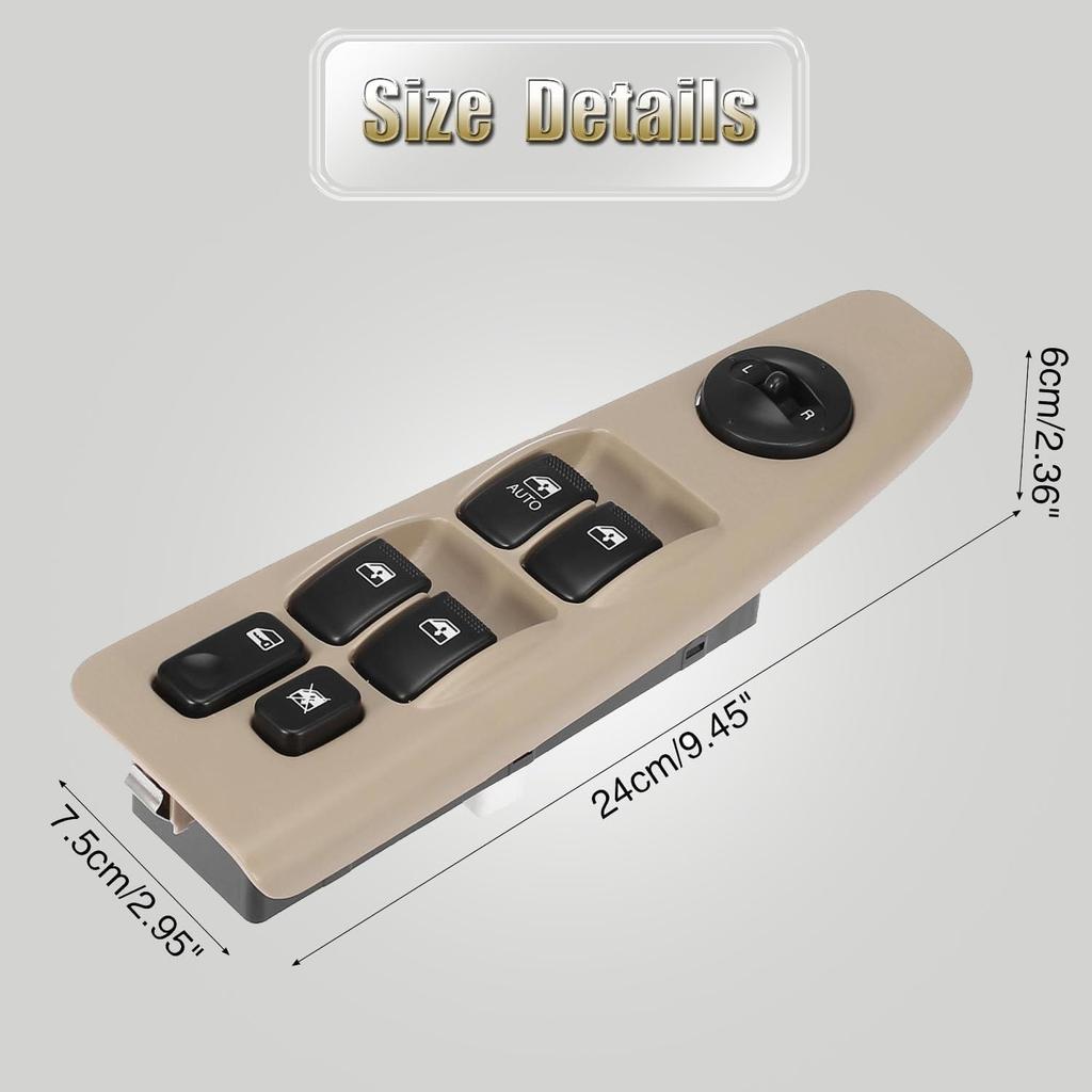 93570-2F200 Front Left Power Auto Window Switch Driver Compatible with 2004-2009 Kia Spectra & Cerato, Driver's Side Electric Master Window Switch