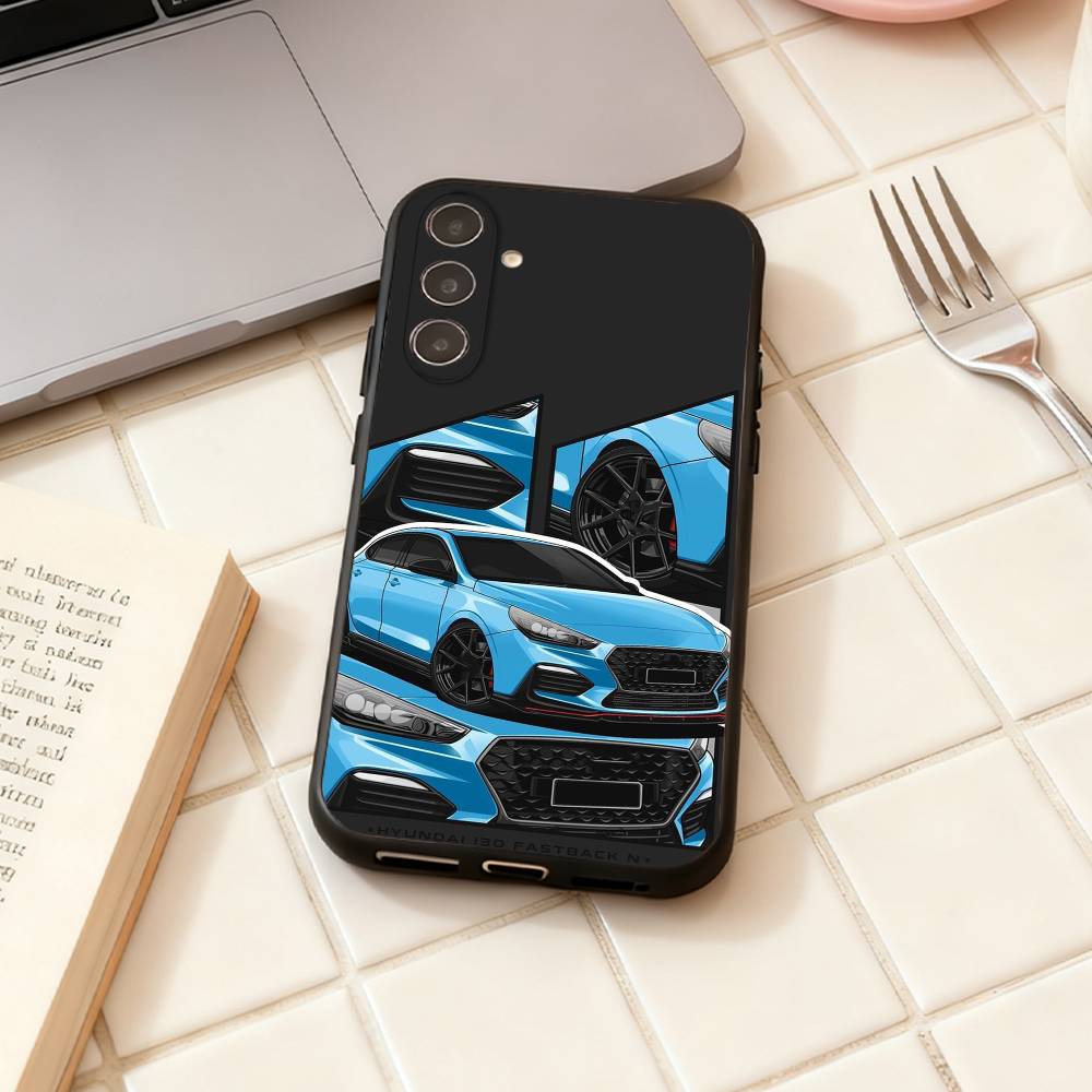 Чехол для телефона I30N Blue Cars для Samsung Galaxy A73, A72, A71, A70, A53, A52, A51, Другие Мягкий Черный Корпус