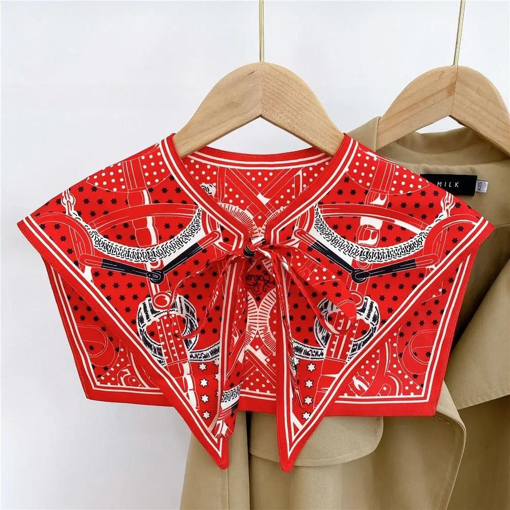Women Shirt Detachable Fake Collar Ladies Floral Pattern False Fake Collar Vintage Half Shirt Necklace Shawl Shoulder Wraps