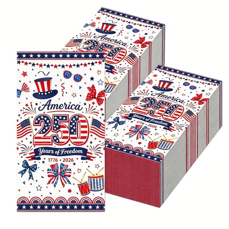 20/40Pcs 250th American Independence Napkins, Dinner Paper Dining Table Decor for Birthday Party United States Party Supplies