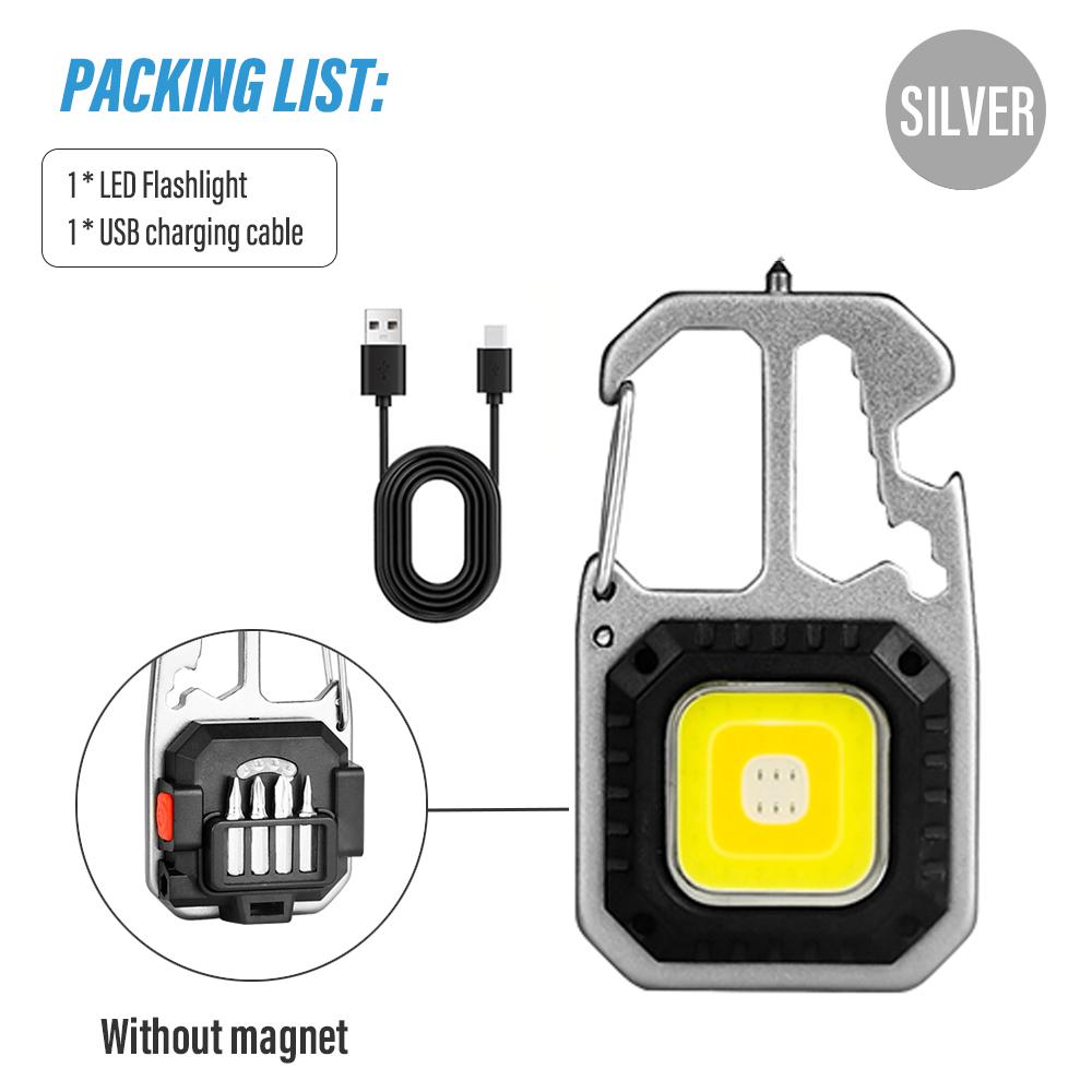 Rechargeable Mini COB Keychain Light, Multi-function Super Bright Flashlight, Outdoor Camping Light with Magnet, Screwdriver