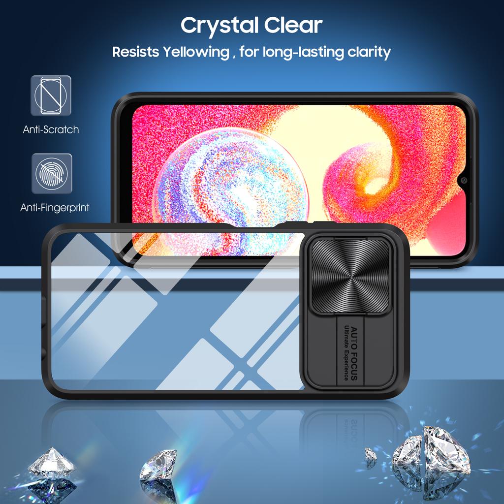 Ударопрочный прозрачный чехол для Samsung Galaxy A04E A04S A04 M04 F04 A03S A03 Core A02S Slide Metal Защитная крышка объектива